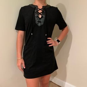 Black suede dress
